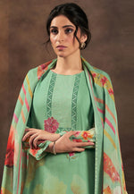 Load image into Gallery viewer, Green Muslin Pakistani Suit
