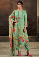 Load image into Gallery viewer, Green Muslin Pakistani Suit
