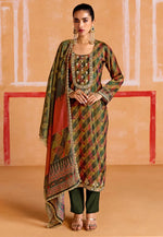 Load image into Gallery viewer, Green Muslin Pakistani Suit
