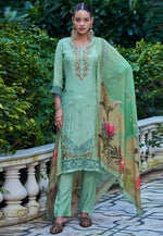 Load image into Gallery viewer, Green Muslin Pant Style Suit
