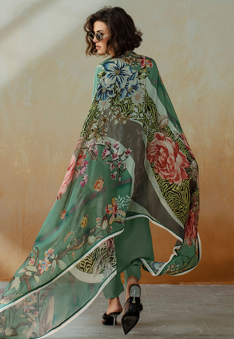 Green Muslin Pant Style Suit