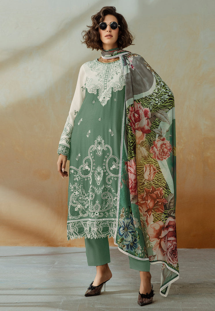 Green Muslin Pant Style Suit