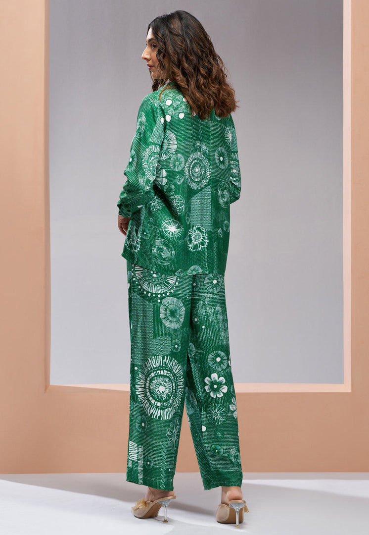 Green Muslin Printed Co-Ords Set