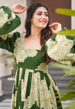Load image into Gallery viewer, Green Muslin Printed Gown
