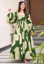 Load image into Gallery viewer, Green Muslin Printed Gown
