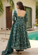 Load image into Gallery viewer, Green Muslin Readymade Anarkali Suit
