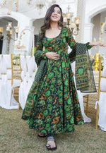 Load image into Gallery viewer, Green Muslin Readymade Anarkali Suit
