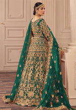 Load image into Gallery viewer, Green Net Embroidered Long Anarkali Suit
