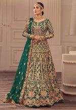 Load image into Gallery viewer, Green Net Embroidered Long Anarkali Suit
