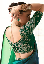 Load image into Gallery viewer, Green Organza Half N Half Saree
