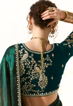 Load image into Gallery viewer, Green Organza Half N Half Saree
