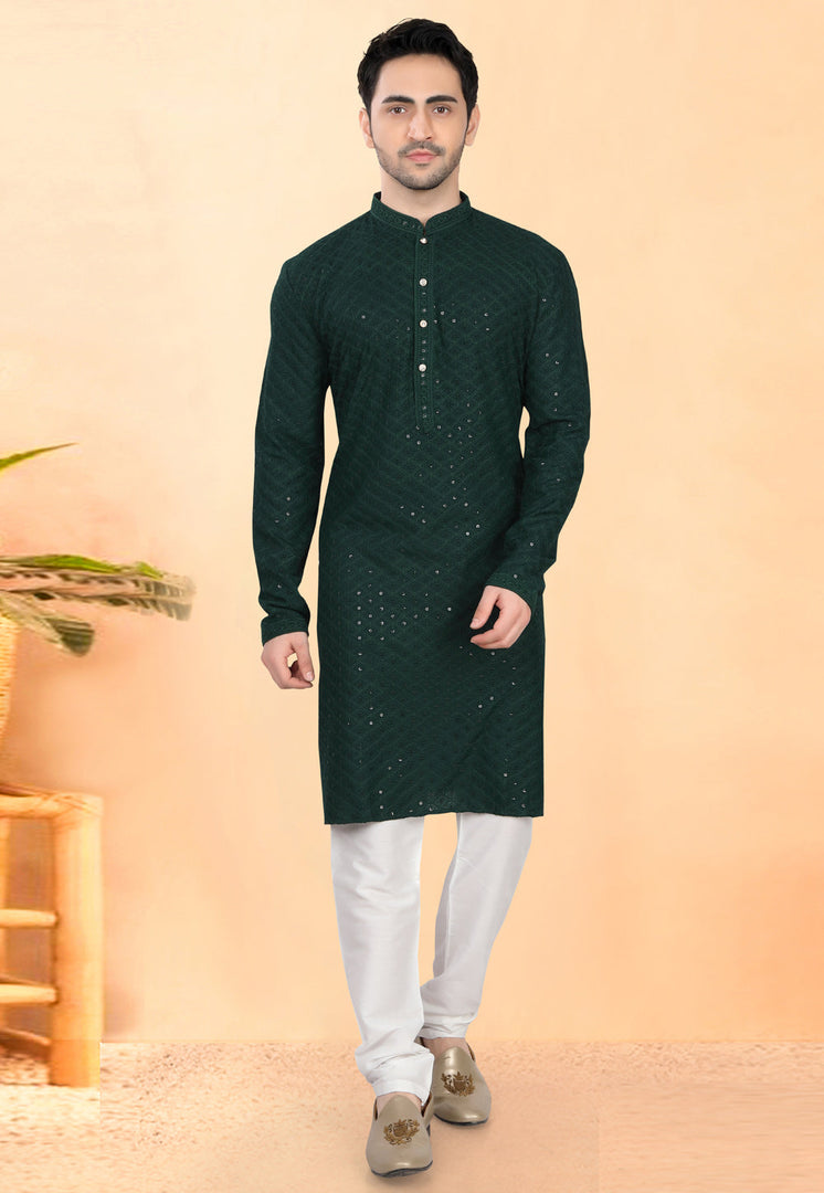 Green Rayon Kurta Pajama