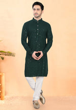 Load image into Gallery viewer, Green Rayon Kurta Pajama
