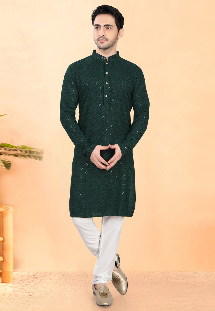 Green Rayon Kurta Pajama