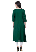 Load image into Gallery viewer, Green Rayon Kurta Set With Legging
