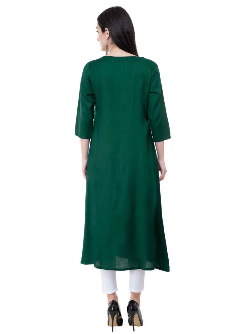 Green Rayon Kurta Set With Legging
