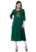 Load image into Gallery viewer, Green Rayon Kurta Set With Legging
