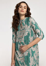 Green Rayon Printed Co-Ords Set