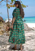 Load image into Gallery viewer, Green Rayon Printed Gown

