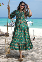 Load image into Gallery viewer, Green Rayon Printed Gown
