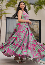 Load image into Gallery viewer, Green Rayon Printed Gown
