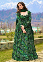 Load image into Gallery viewer, Green Rayon Readymade Anarkali Suit
