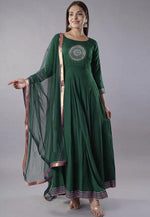 Load image into Gallery viewer, Green Rayon Readymade Long Anarkali Suit

