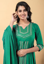 Load image into Gallery viewer, Green Rayon Readymade Pant Style Suit
