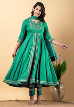 Load image into Gallery viewer, Green Rayon Readymade Pant Style Suit
