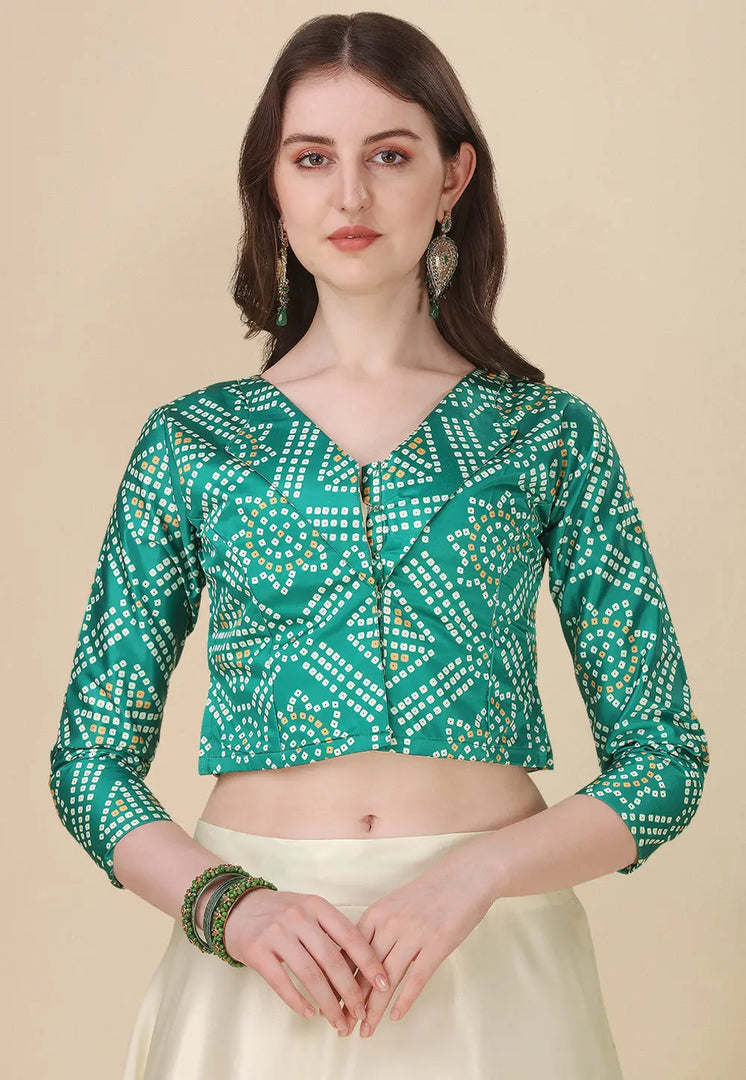 Green Satin Silk A Line Lehenga Choli