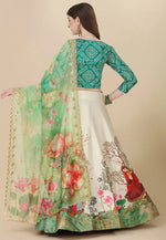 Load image into Gallery viewer, Green Satin Silk A Line Lehenga Choli

