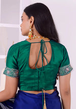 Load image into Gallery viewer, Green Satin Silk Readymade Blouse
