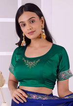 Load image into Gallery viewer, Green Satin Silk Readymade Blouse
