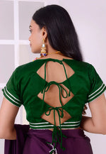 Load image into Gallery viewer, Green Satin Silk Readymade Blouse
