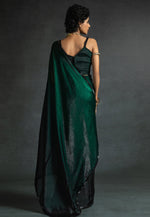 Load image into Gallery viewer, Green Satin Silk Saree With Blouse
