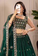 Load image into Gallery viewer, Green Shimmer Lehenga Choli
