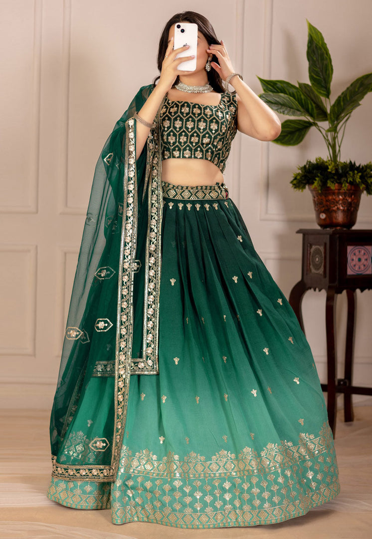 Green Shimmer Lehenga Choli