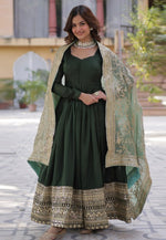 Load image into Gallery viewer, Green Shimmer Readymade Long Anarkali Suit
