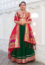 Load image into Gallery viewer, Green Silk Circular Lehenga Choli
