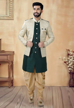 Load image into Gallery viewer, Green Silk Dhoti Sherwani
