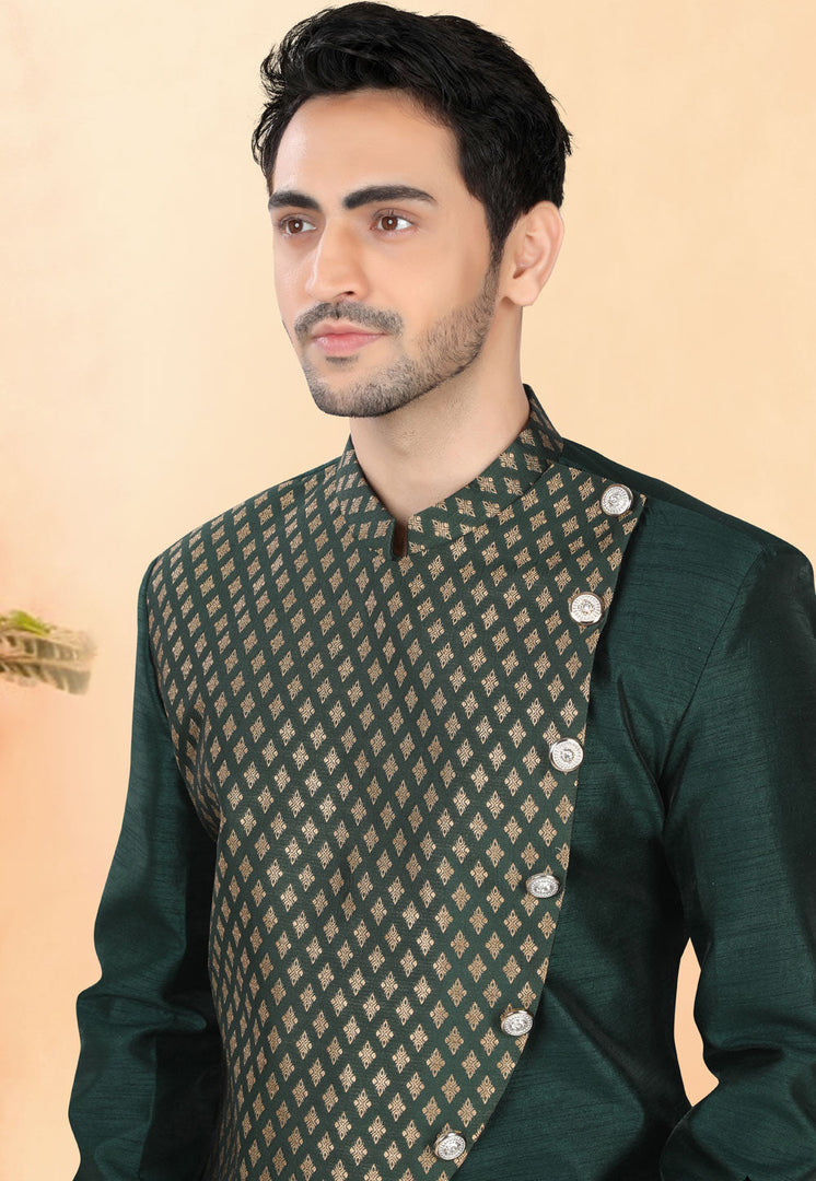 Green Silk Indo Western Suit
