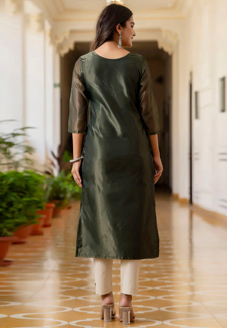 Green Silk Long Kurti