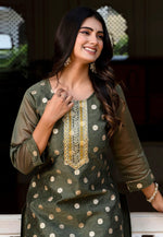 Load image into Gallery viewer, Green Silk Long Kurti
