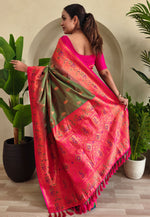 Load image into Gallery viewer, Green Silk Paithani Saree
