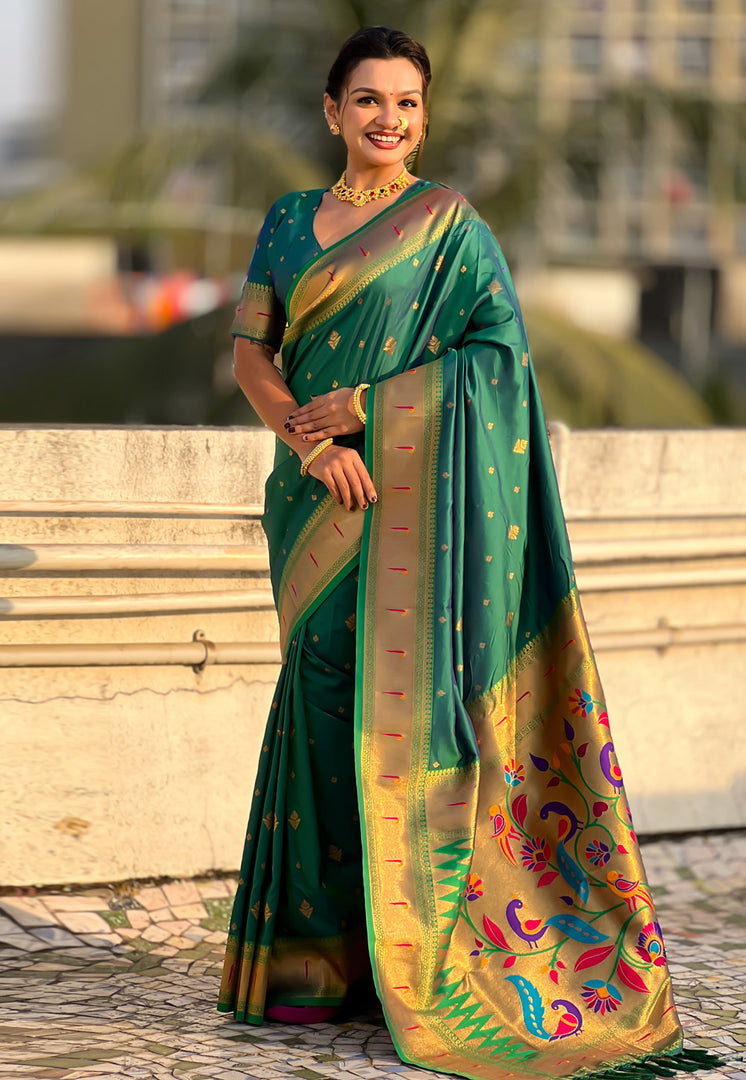 Green Silk Paithani Saree