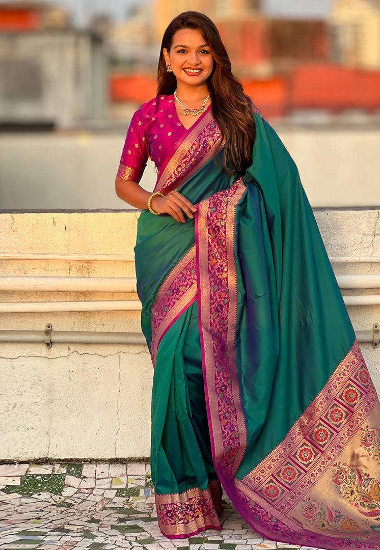 Green Silk Paithani Saree