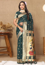 Load image into Gallery viewer, Green Silk Paithani Saree
