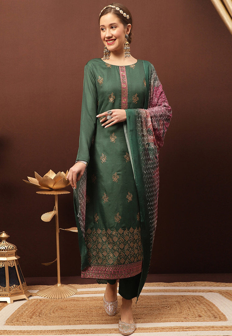 Green Silk Pant Style Suit