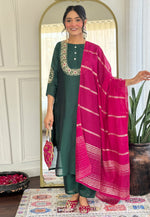 Load image into Gallery viewer, Green Silk Readymade Pakistani Suit
