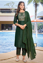 Load image into Gallery viewer, Green Silk Readymade Pakistani Suit
